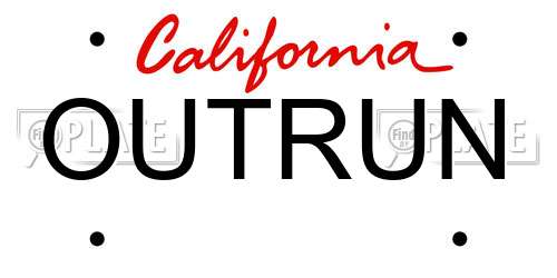 OUTRUN California License Plate