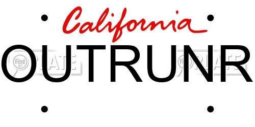 OUTRUNR California License Plate