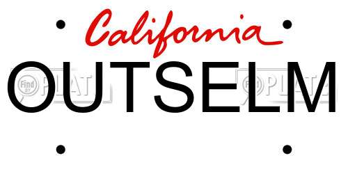 OUTSELM California License Plate