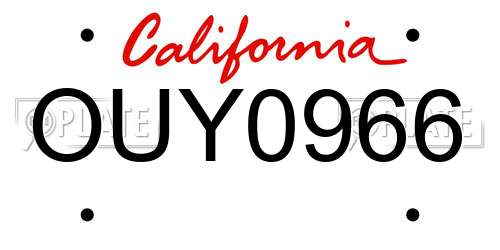 OUY0966 California License Plate