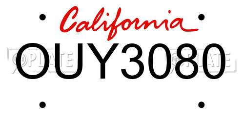 OUY3080 California License Plate