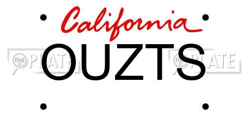 OUZTS California License Plate