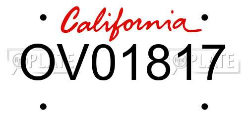 OV01817 California License Plate