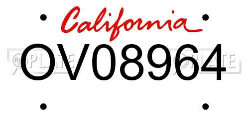 OV08964 California License Plate