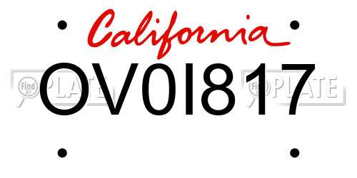 OV0I817 California License Plate