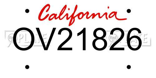 OV21826 California License Plate