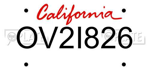 OV2I826 California License Plate