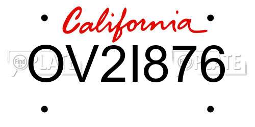 OV2I876 California License Plate
