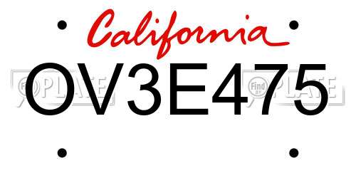 OV3E475 California License Plate