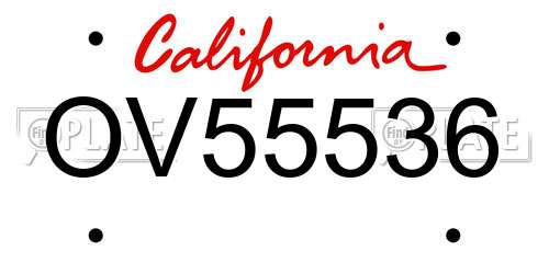 OV55536 California License Plate