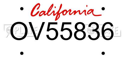 OV55836 California License Plate