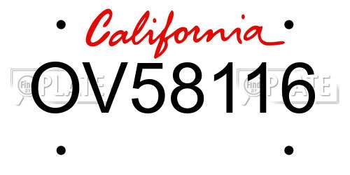 OV58116 California License Plate