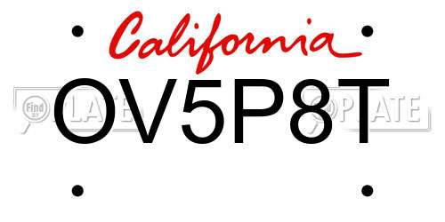 OV5P8T California License Plate