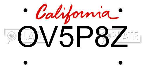 OV5P8Z California License Plate