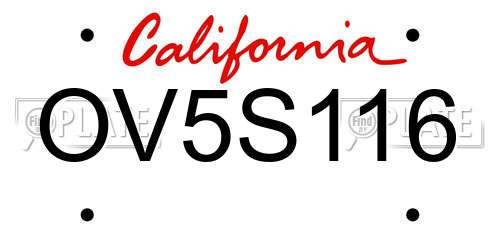 OV5S116 California License Plate