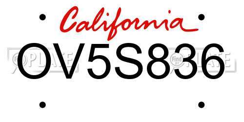 OV5S836 California License Plate