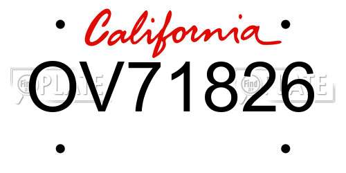 OV71826 California License Plate
