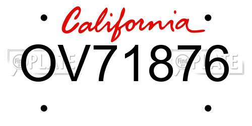 OV71876 California License Plate