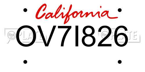 OV7I826 California License Plate