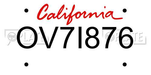OV7I876 California License Plate