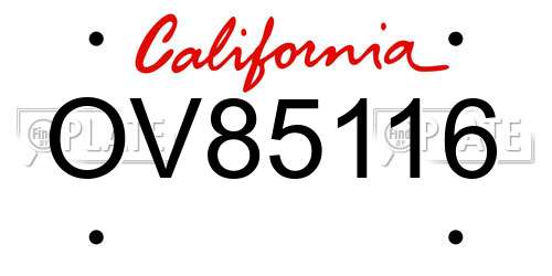 OV85116 California License Plate