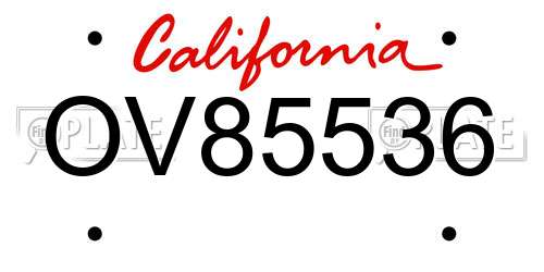 OV85536 California License Plate