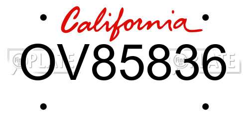 OV85836 California License Plate