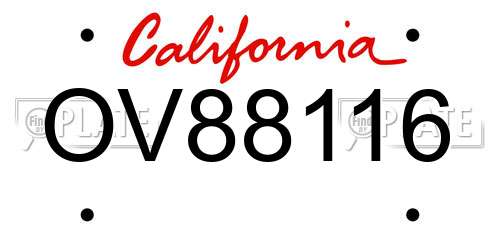 OV88116 California License Plate
