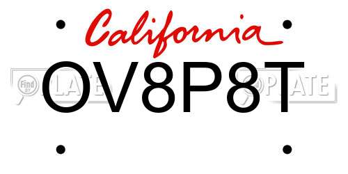 OV8P8T California License Plate