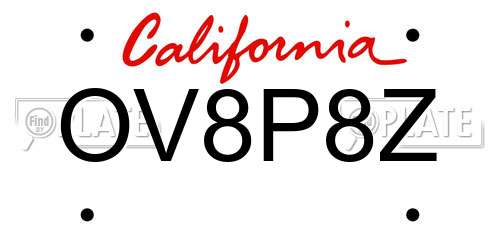 OV8P8Z California License Plate