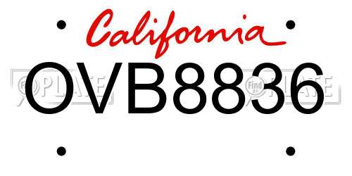 OVB8836 California License Plate