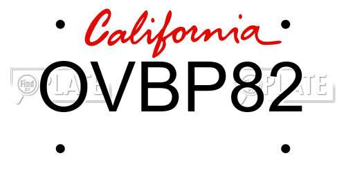 OVBP82 California License Plate