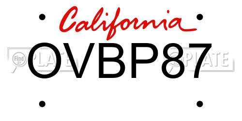 OVBP87 California License Plate