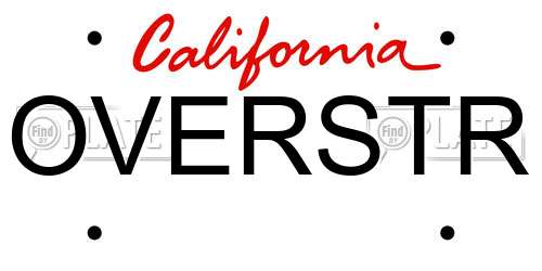 OVERSTR California License Plate