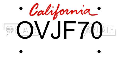 OVJF70 California License Plate