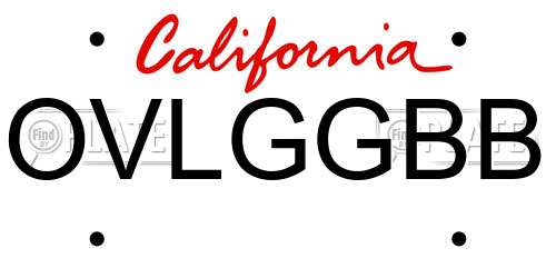 OVLGGBB California License Plate