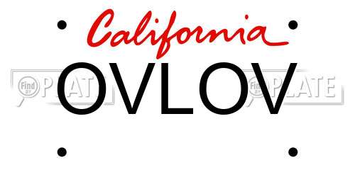 OVLOV California License Plate