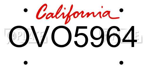 OVO5964 California License Plate