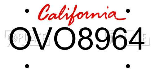 OVO8964 California License Plate
