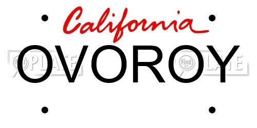 OVOROY California License Plate