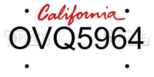 OVQ5964 California License Plate