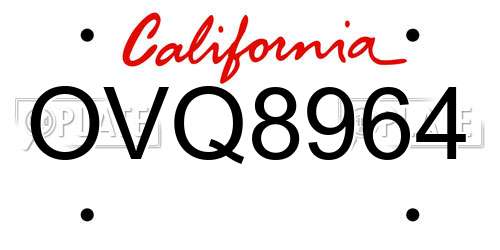 OVQ8964 California License Plate