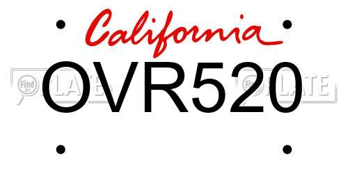 OVR520 California License Plate