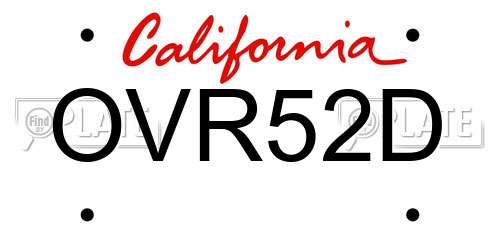 OVR52D California License Plate