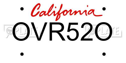 OVR52O California License Plate