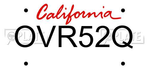 OVR52Q California License Plate
