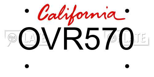 OVR570 California License Plate