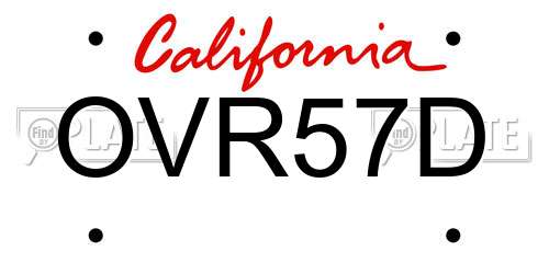 OVR57D California License Plate