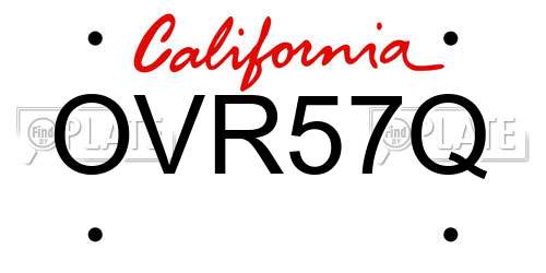OVR57Q California License Plate