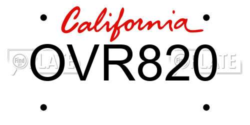 OVR820 California License Plate